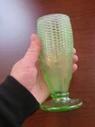 Pretty Ice Green Northwood Carnival Glass Corn Vase W Stalk Base