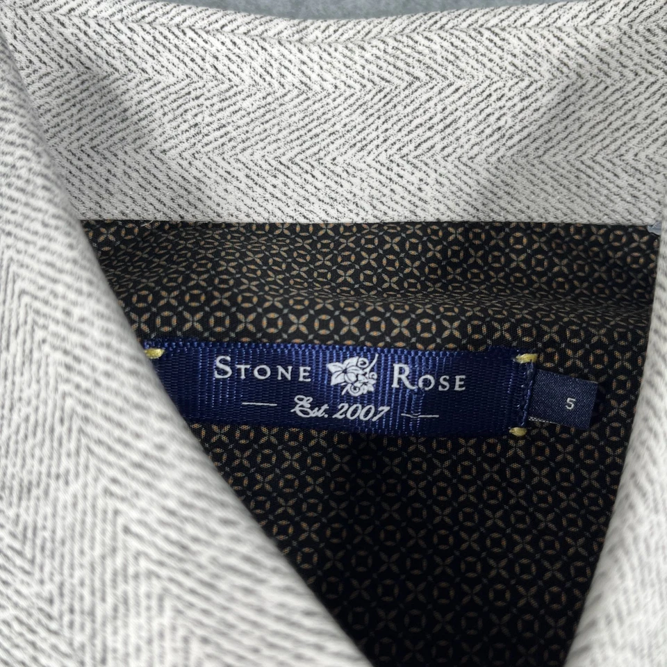 Stone Rose Shirt Size 5 Herringbone Pattern Flip Cuff Button Up Long Sleeve Mens - Image 4 of 4