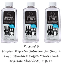 (3 Pack) Nuvera Descaling Solution for Single Cup,Standard Coffee Makers 8 fl oz