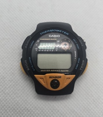 Vintage CASIO Thermometer TS-200 (987) Men's Digital Watch Black AS-IS PARTS