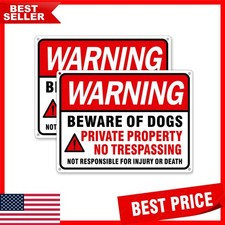 Large 13x9.9 Inch No Trespassing Dog Signs - 2 Pack for Ultimate Security