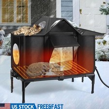 Waterproof Insulated Outdoor Cat House Thermal Shelter W/ Escape Door Stray Cats