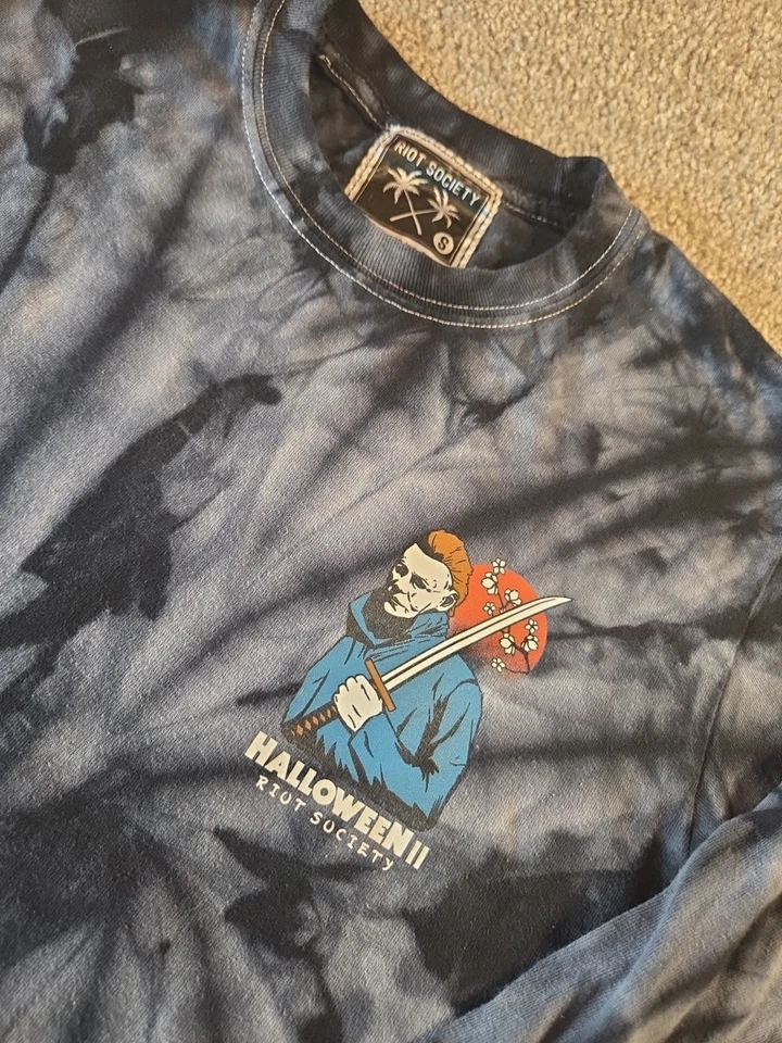 Mens Riot Society T Shirt SMALL Tie Dye Halloween Michael Meyers Long Sleeve  - Image 2 of 4