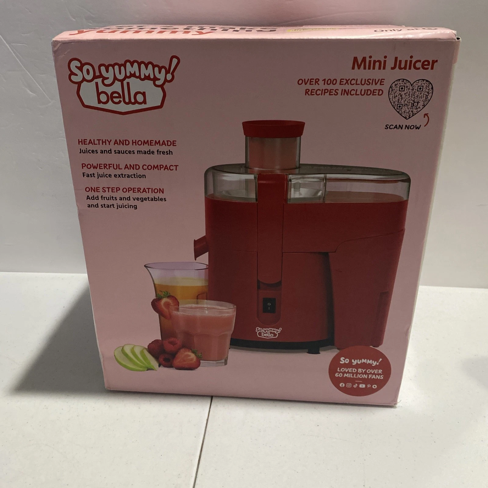 Bella So Yummy Mini Juicer | Compact, Powerful, Red | Perfect for Fresh Juices!