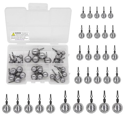 30 PCS Fishing Weights Sinkers Set Drop Shot Saltwater Freshwater Bass Tackle