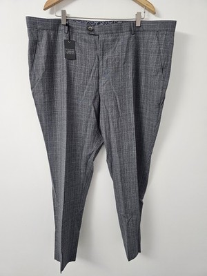 Williams & Brown Trousers Mens W46R Grey Check Wool Blend Smart
