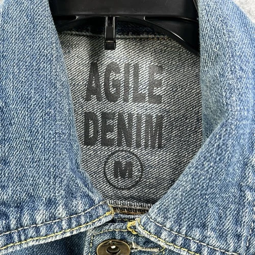 Agile Denim Mens Vest Medium M Blue Chaleco Button Up Collared Outdoor  image 4