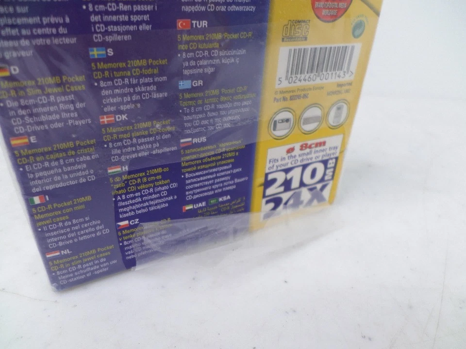 Memorex 5 Pack Pocket CD-R in Jewel Cases (210MB/24Min./ 24x Multi Speed) NEW - Image 3 of 4