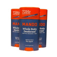 MANDO Whole Body Deodorant 72 Hr Smooth Solid Pro Sport 2.6 oz Lot Of 3