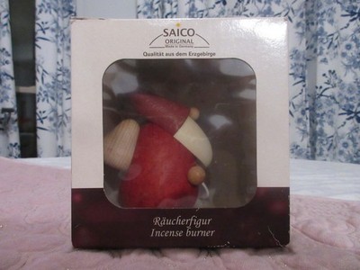 SAICO Original Erzgebirge Raucherfigur SANTA w/ Snowboard