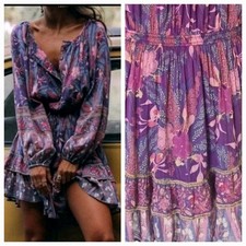 Spell & The Gypsy Bianca Purple Long Sleeve Womens  Mini Playdress M 👇check