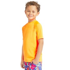 Lands' End Boys' Swim UPF 50 Short Sleeve Sun Tee Rash Guard Shirt, Shocking...