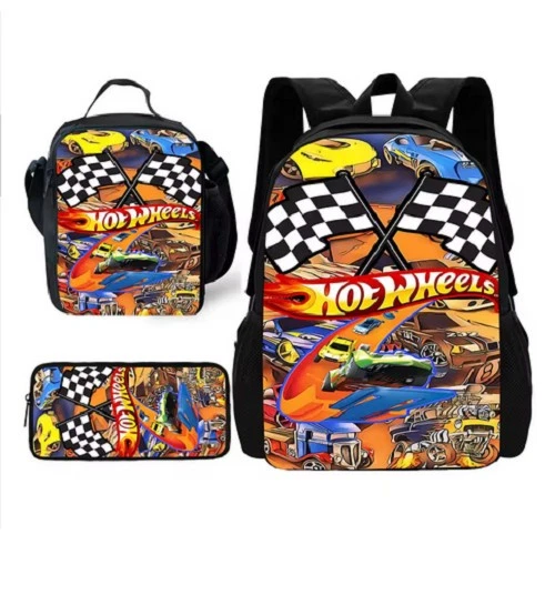 Hot Wheels Backpack Set, School Bag Lunch Bag Pencil Case