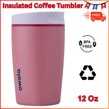 Owala SmoothSip Slider Insulated Stainless Steel Coffee Tumbler, Reusable 12 Oz