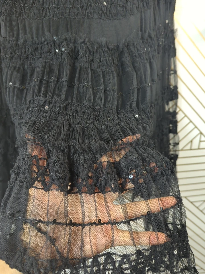 STUDIO M Women' Black Lace Midi Skirt Fairy Grunge Whimsigoth 70's Witchy Size M - Image 4 of 4