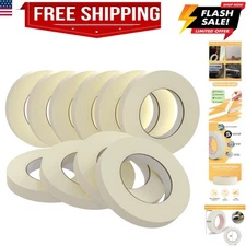 Masking Tape 0.75 inch x 55 Yards x 10 Rolls 550 Total Yards, Adhesive Painti...