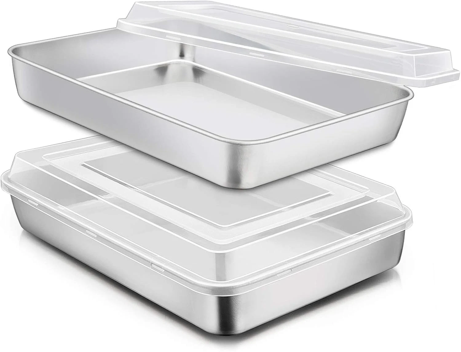 Stainless Steel Baking Pan W/ Lid 12⅓ x 9¾ x 2 Inch Rectangle Sheet Cake Pans