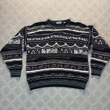 Vintage Alfani 3D Knit Coogi Style Textered Crew Pullover Sweater Mens Small