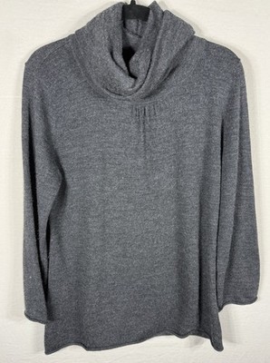 Kenar Womens 100% Merino Wool Cowlneck Sweater XL Gray Quiet Luxury Classic Cozy