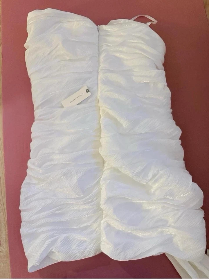 NWT Anthropologie BHLDN Hutch Gwen White Bridal Short Mini Bow Dress Size 8 - Image 3 of 4