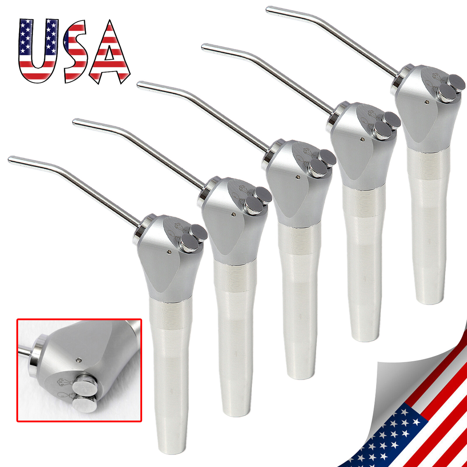 Dental 3 Way Air Water Spray Triple Syringe Handpiece w/ 2 Nozzles Tips Tubes