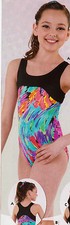 NWT Axis Gymnastic Dance Leotard Multi Color Racer Back Girls Intermediate 6X-7