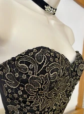 Black with Gold Overlay Crop Top From Out from Under (m)