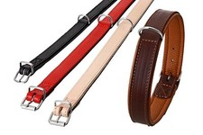 Karlie Rondo Lederhalsband - Braun -  strapazierf&auml;hig - unterlegt L: 37cm - 52cm