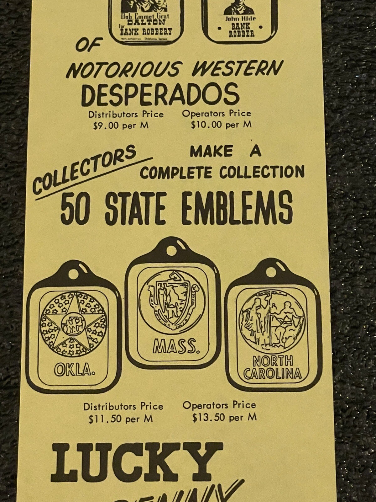 "NOS" New Old Stock Good Luck Charm, Lucky Penny Ring Vending Machine Insert NOS