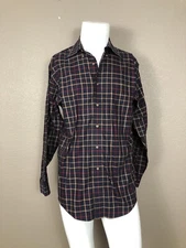Brooks Brothers Dark Blue Plaid Long Sleeve Button Down Men's Shirt Sz S NWOT