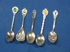 Lot of 5 Central United States Collectable Miniature Spoons 