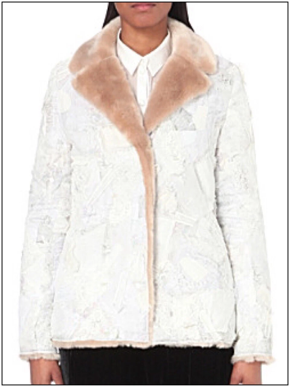 OFF WHITE Giacca cappotto corto KOCHE patchwork avorio bianco sporco pelliccia sintetica taglia 40 prezzo consigliato £ 2050