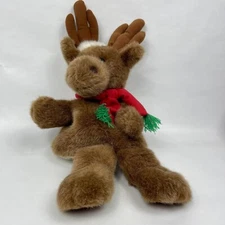 Christmas Moose Hand Puppet International Silver Full Body Santa Hat Plush 1996