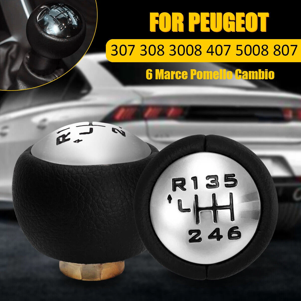Cuffia Cambio In Similpelle Nero Per Peugeot 308 I (2008-2012) | Aerzetix | Interni Auto Stilosi E Freschi