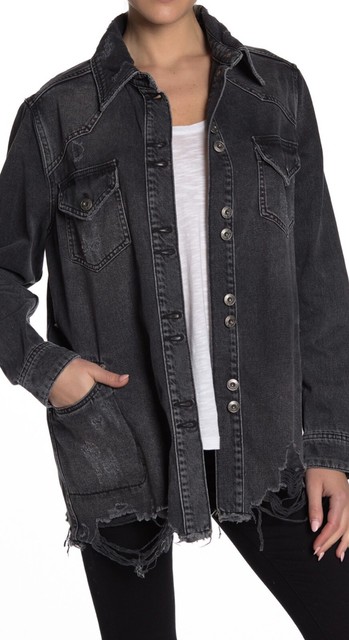 moonchild distressed denim shirt jacket