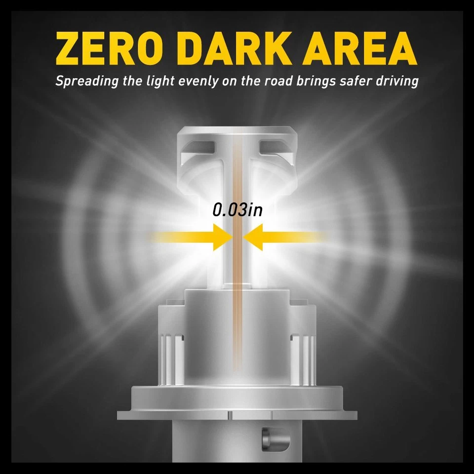 AUXITO H4 9003 Super White 40000LM Kit LED Headlight Bulbs High Low Beam Combo 2 - Image 4 of 4