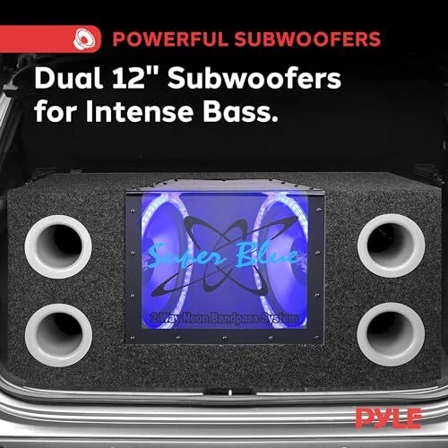 12" 1200W Car Audio Subwoofer - 2 Way Neon Bandpass Speaker System w/Blue - Picture 5 of 8