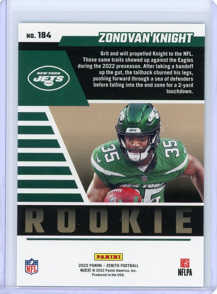 ■　画家本人出品 BU-ZONE 2022　F4号　■ Zonovan Knight Rookie RC 2022 Panini Zenith Base #184 New