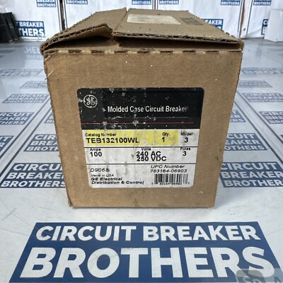 GE TEB132100WL 100 Amp 240 Vac 3 Pole Circuit Breaker (Ship Same Day) New In Box