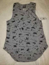 Modern Lux Women's Heather Gray Racerback Tank w Black Zodiac Signs XS