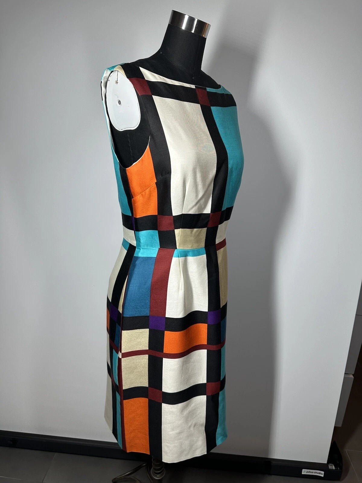 Abito Kate Spade New York Purdy in seta blu taglia 6 tubino color block