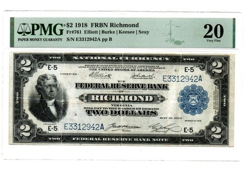 Fr. 761 1918 Richmond Federal Reserve Bank Note PMG Very Fine 20