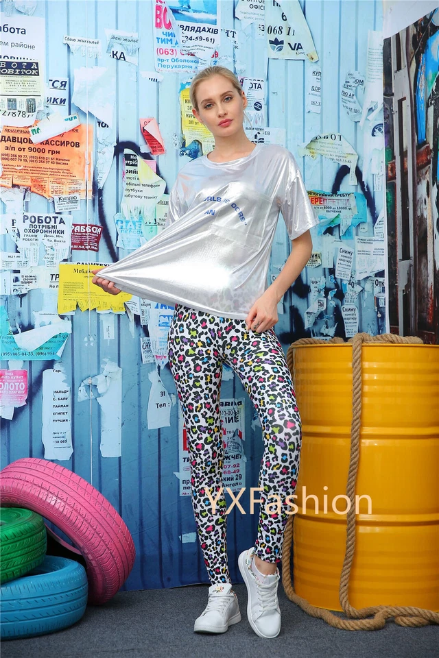 Leggings estampados de leopardo animal compresión elástica push up pantalones OS Foto 2 de 4