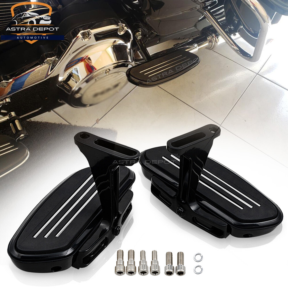 Black Rear Passenger Floorboard Foot Pegs Mount For Harley