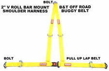 OFF ROAD BUGGY PUSH BUTTON BUCKLE & TONGUE OFF ROAD RACING HARNESS YELLOW