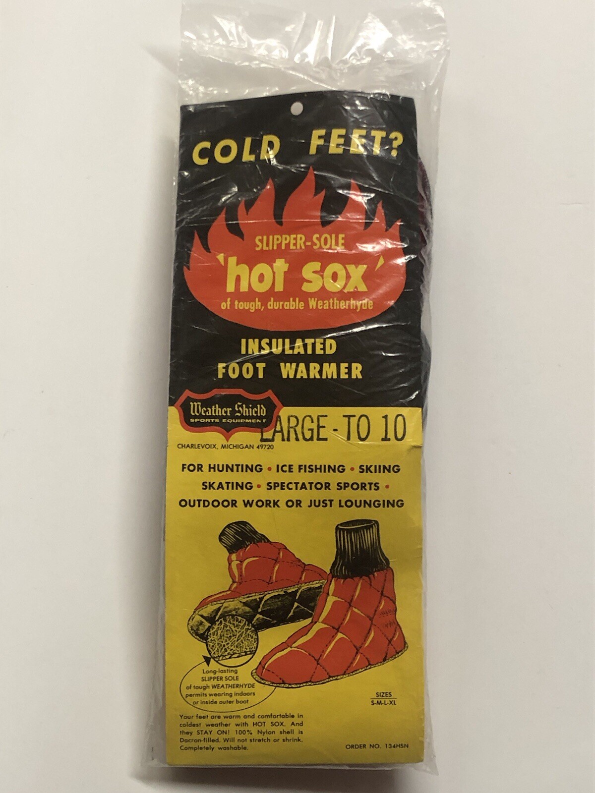 SAOLA Scaldapiedi Vintage Scudo Meteo Ciabatta Suola Hot Sox Isolato Taglia Large NOS