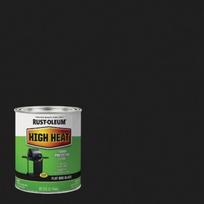 (1)-Rust-Oleum Flat Tough Protective High Heat Enamel, BBQ Black, 1 Qt. 7778502