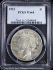 1925-P $1 Peace Silver Dollar PCGS MS 64 | Toned Uncirculated UNC BU