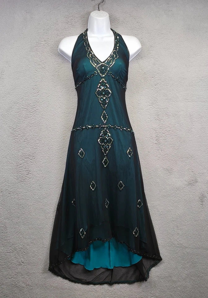 Vestido ECI para mujer 6 caprichosos cuentas hadas bruja gitana boho oscuro romántico glamour Foto 2 de 4