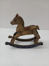 Vintage Handmade Wooden Miniature Rocking Horse Folk Art Primitive Style